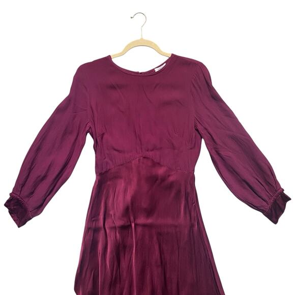 GHOST London Women’s Size Small Viscose Satin Crepe Midi Length Dress Mulberry - Picture 9 of 9